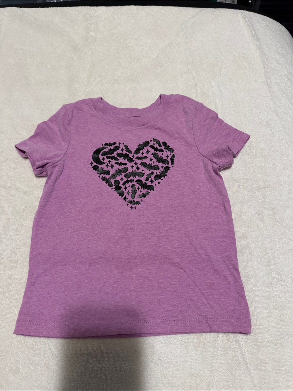 Cat & Jack Purple Short Sleeve Tee with Black Heart Bat Graphic